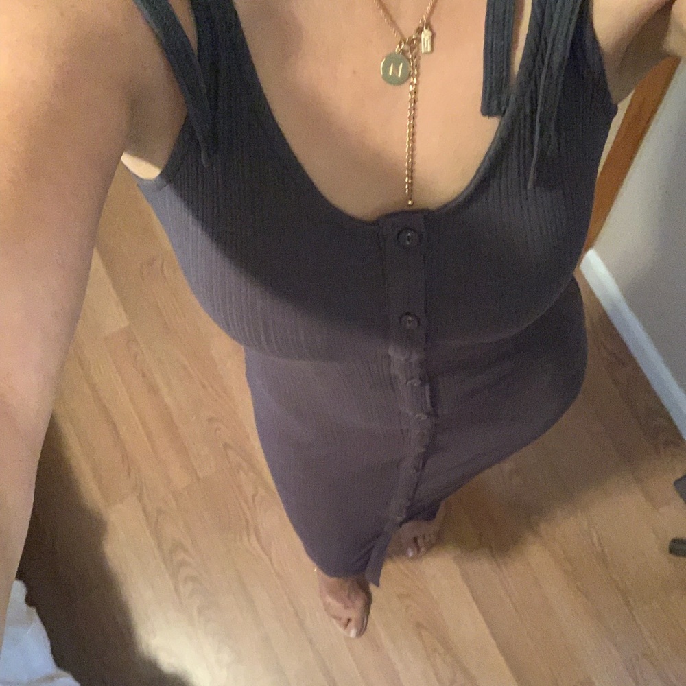 Last Beautiful Ribbed Button Down Midi Dress - image 4